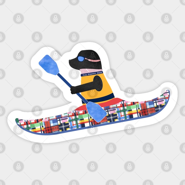 Black Lab Preppy Kayaker Sticker by emrdesigns